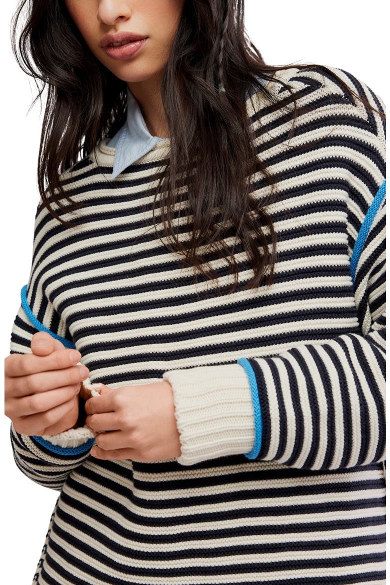 We The Free Stripe Cotton Sweater, Alternate, color, CHARCOAL COMBO