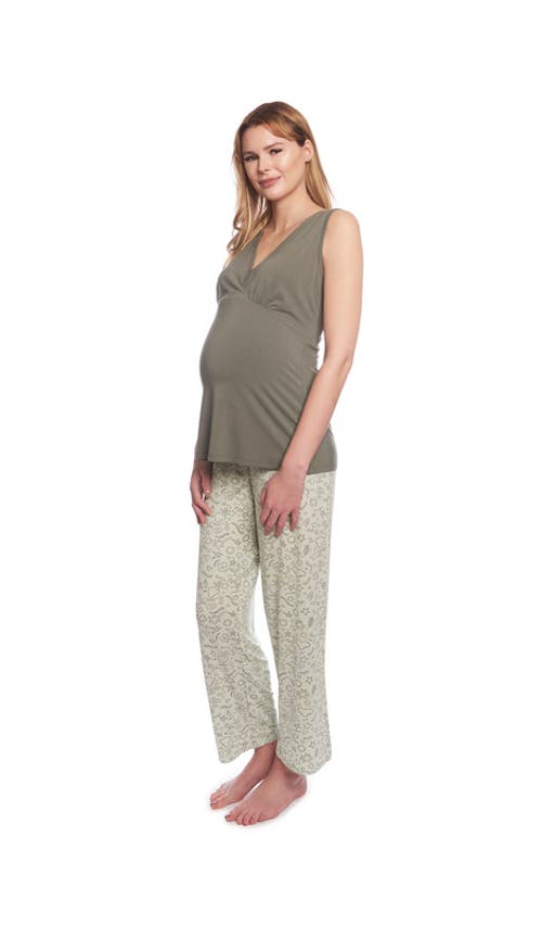 Everly Grey Analise During & After 5-piece Maternity/nursing Sleep Set For Mom & Baby In Gray
