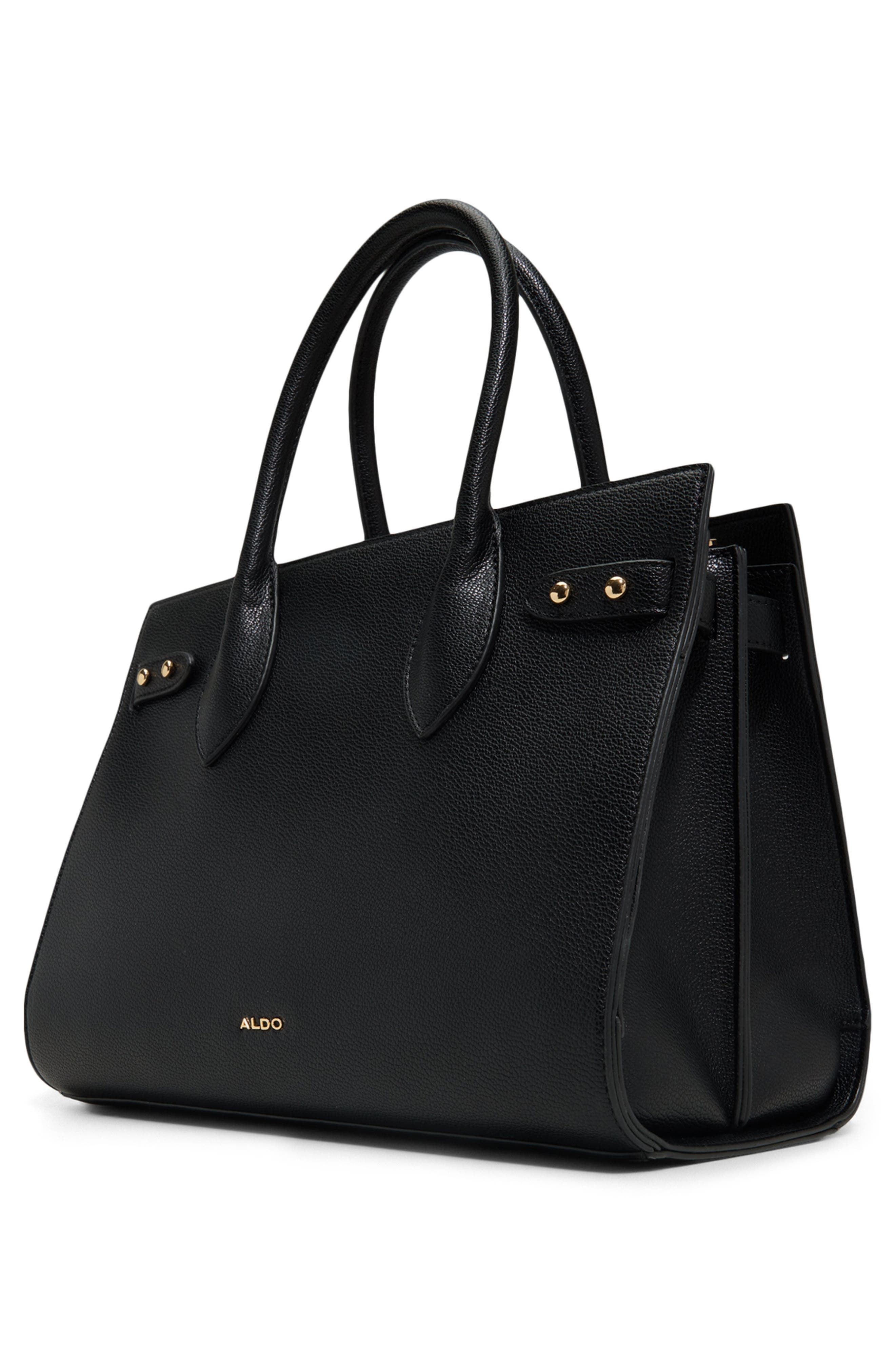 ALDO Jackie Faux Leather Tote, Alternate, color, Black
