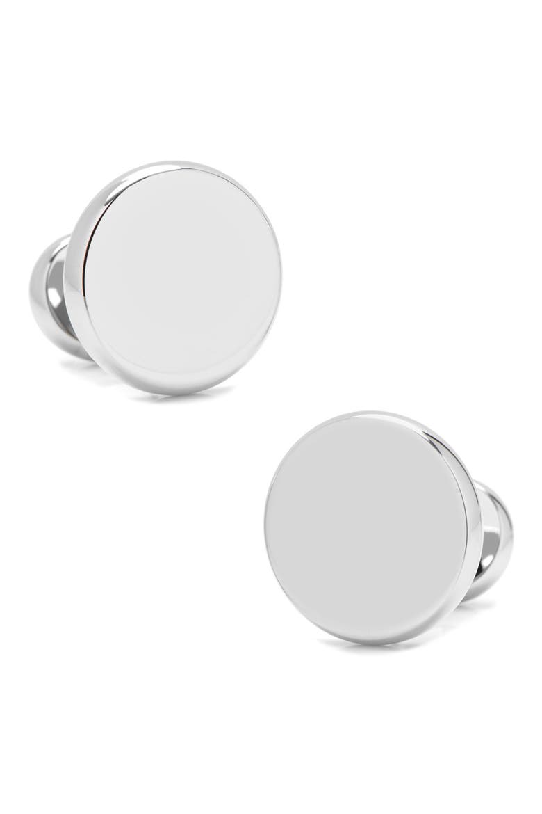 Round Cuff Links, Main, color, SILVER