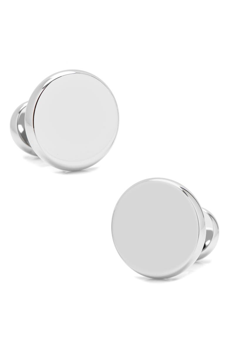 Cufflinks, Inc. Engravable Round Cuff Links, Main, color, Silver