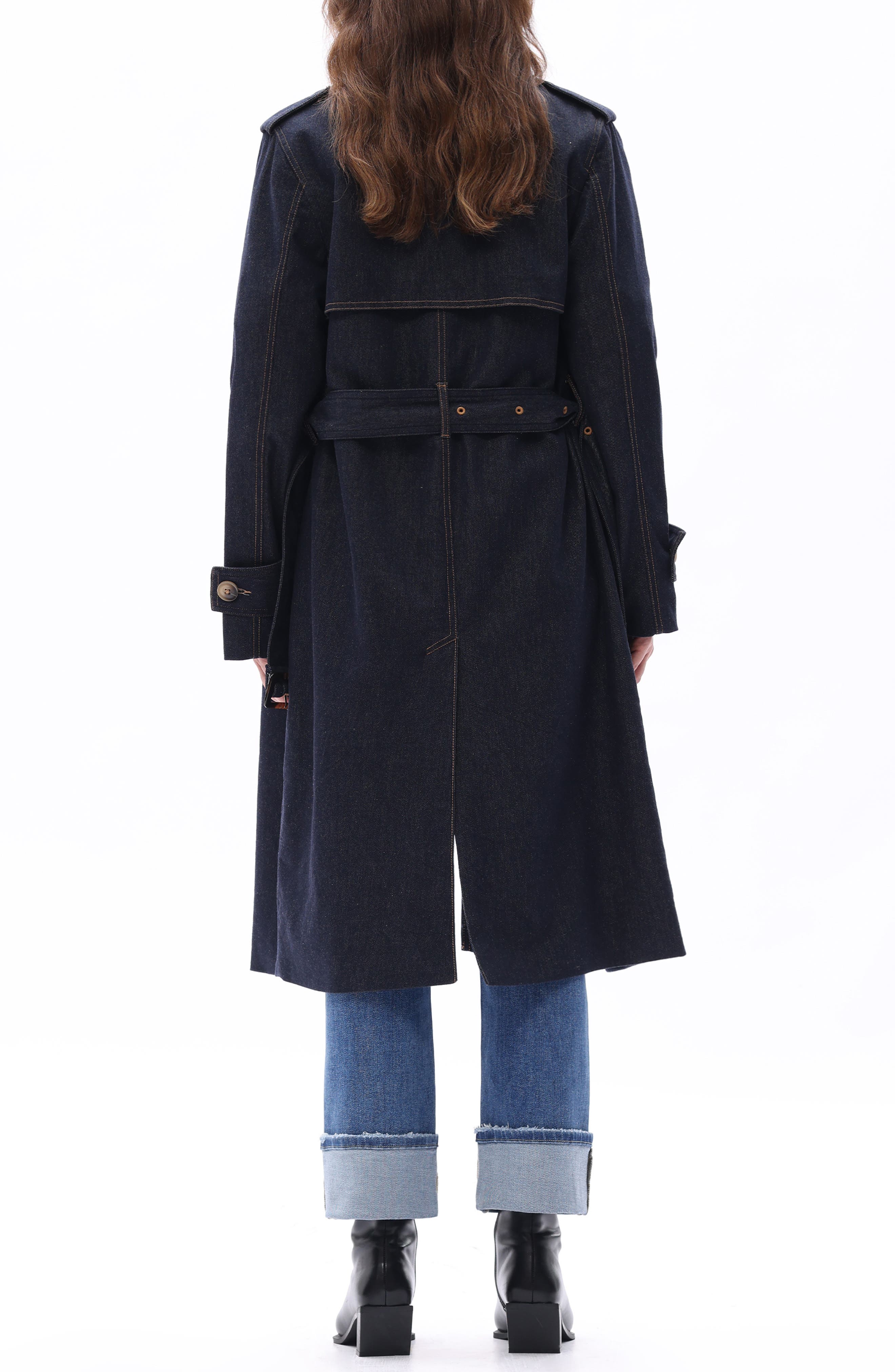 Double Breasted Denim Trench Coat - image 2