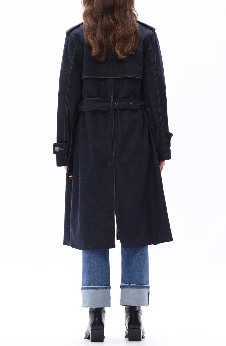 Bayeas Double Breasted Denim Trench Coat, Alternate, color, Dark Blue