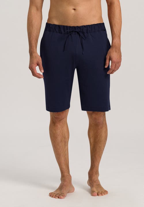 Hanro Night And Day Cotton Knit Drawstring Shorts In Black Iris