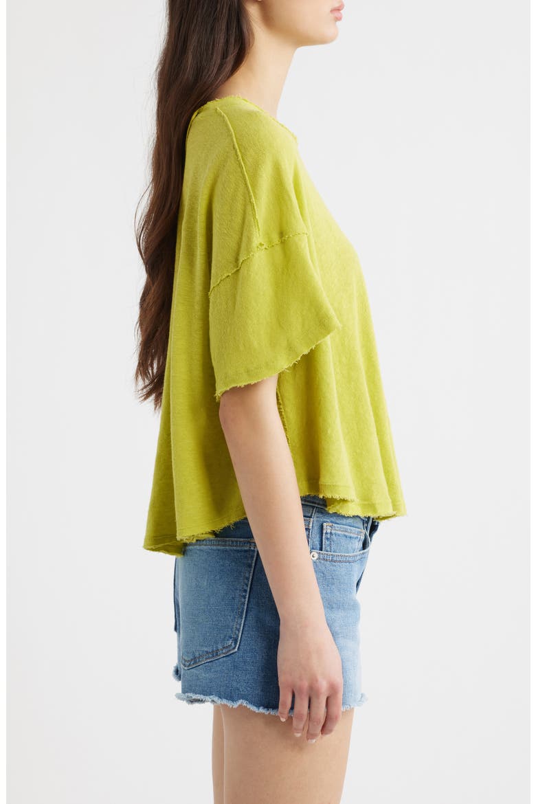Elsie Linen & Cotton Slub Jersey Swing T-Shirt, Alternate, color, WARM OLIVE