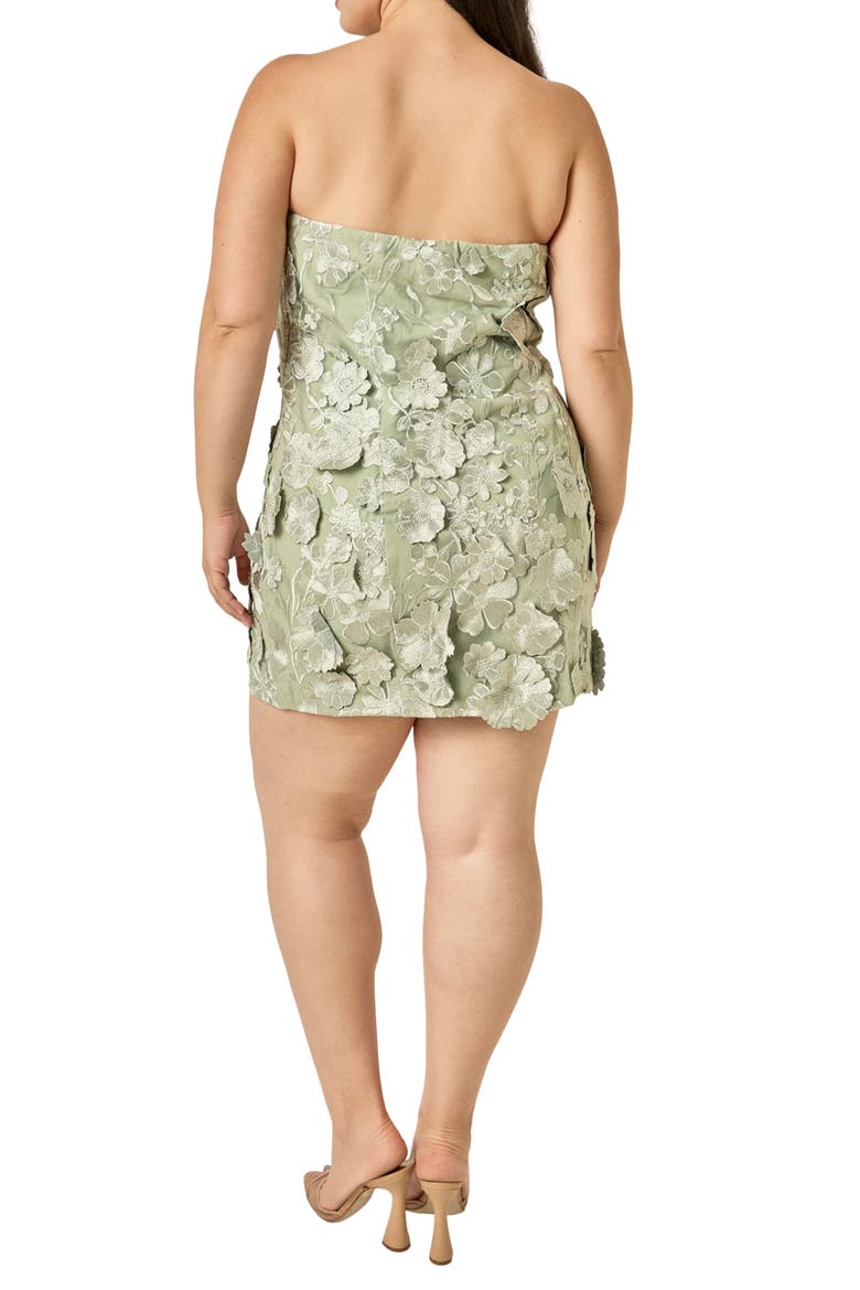 Floral Embroidered Strapless Minidress, Alternate, color, SAGE