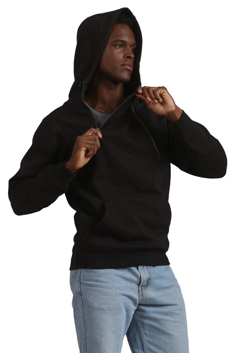 Taylor Double Zipper Pullover Hoodie, Alternate, color, Black