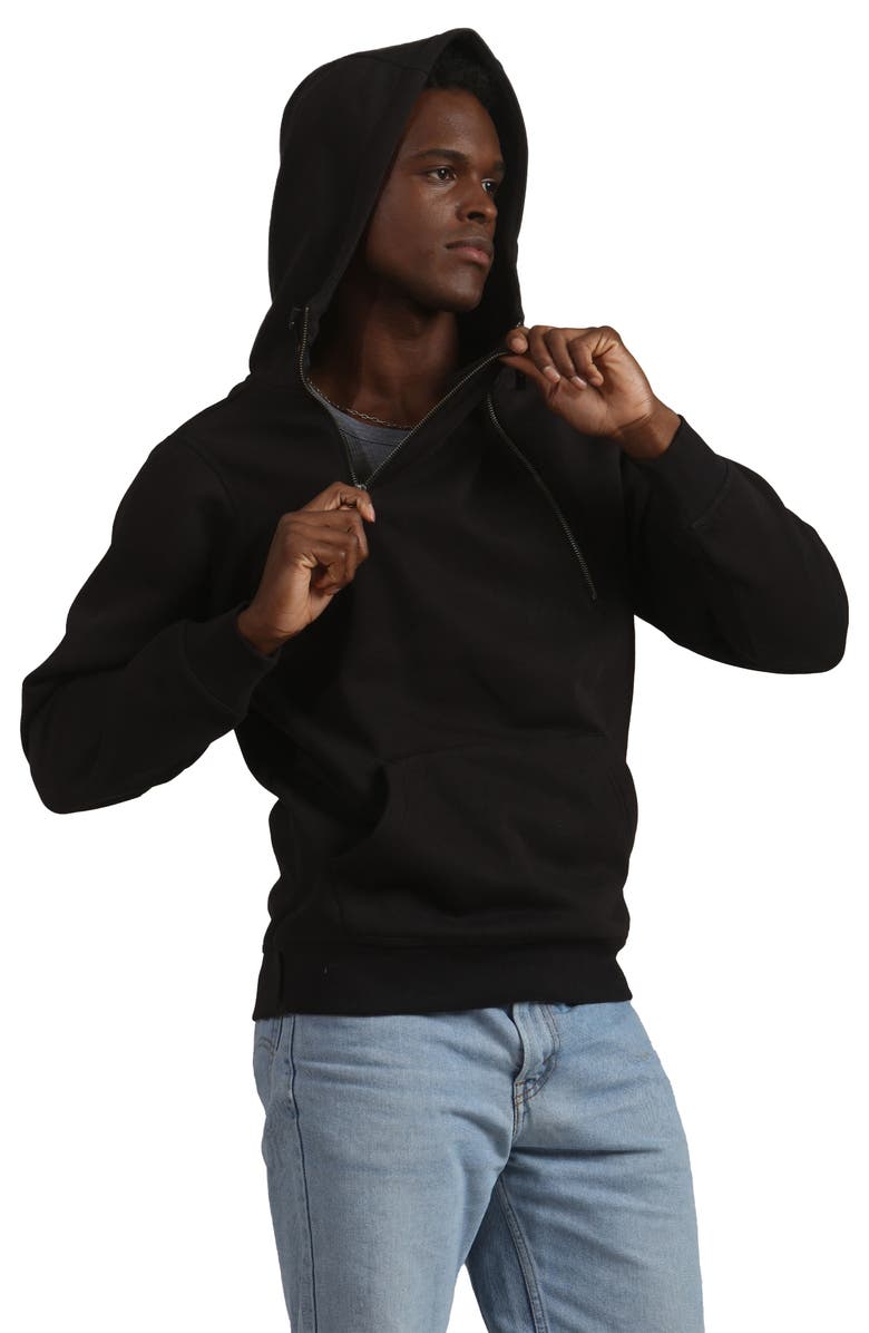 Members Only Taylor Double Zipper Pullover Hoodie, Alternate, color, Black