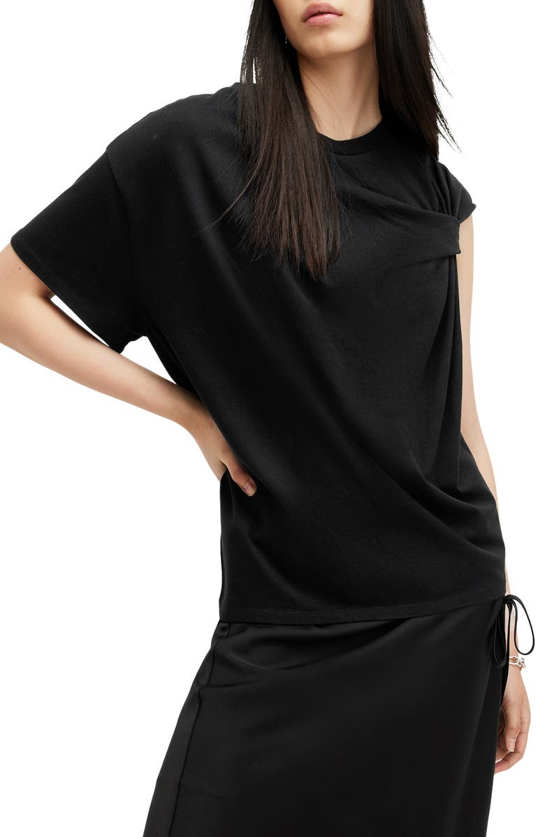 AllSaints Onyx Twist Sleeve T-Shirt, Main, color,