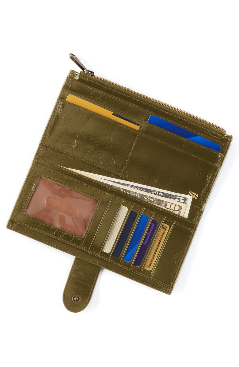 HOBO Dunn Leather Continental Wallet, Alternate, color, Olive Veil