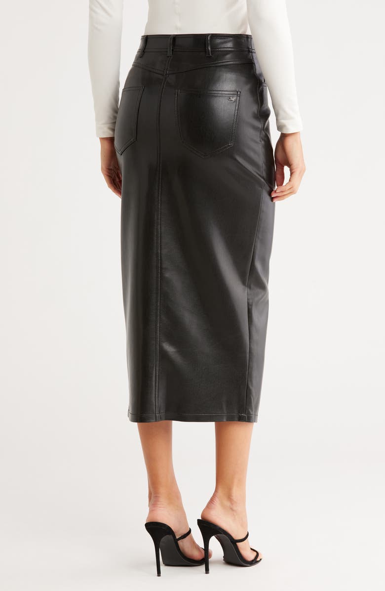 Cinq à Sept Tana Faux Leather Midi Skirt, Alternate, color, Black