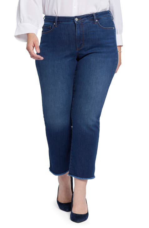 Barbara Fray Hem Ankle Bootcut Jeans (Plus)