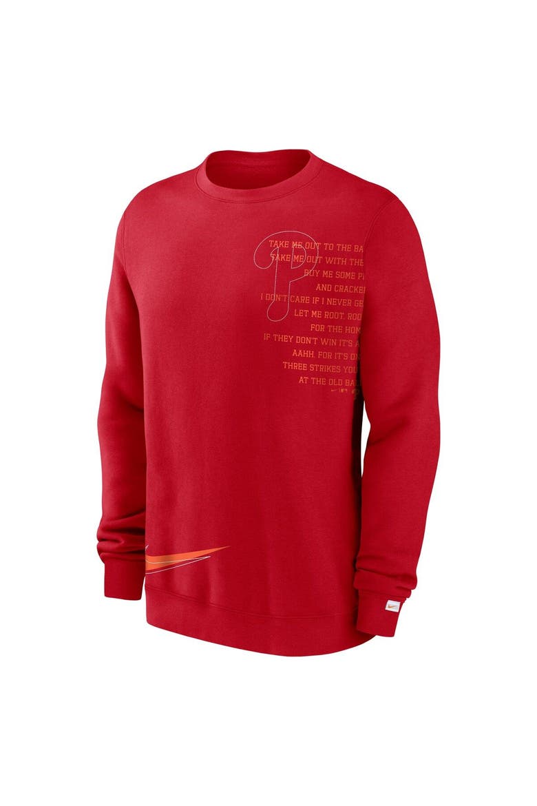 Men's Nike Red Philadelphia Phillies Statement Ball Game Fleece Pullover Sweatshirt, Alternate, color, Red