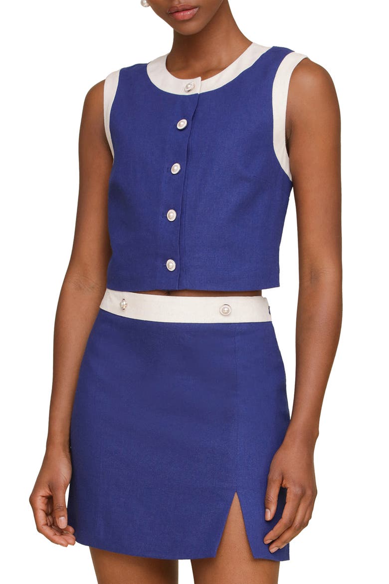 Colorblock Crop Vest, Main, color, NAVY