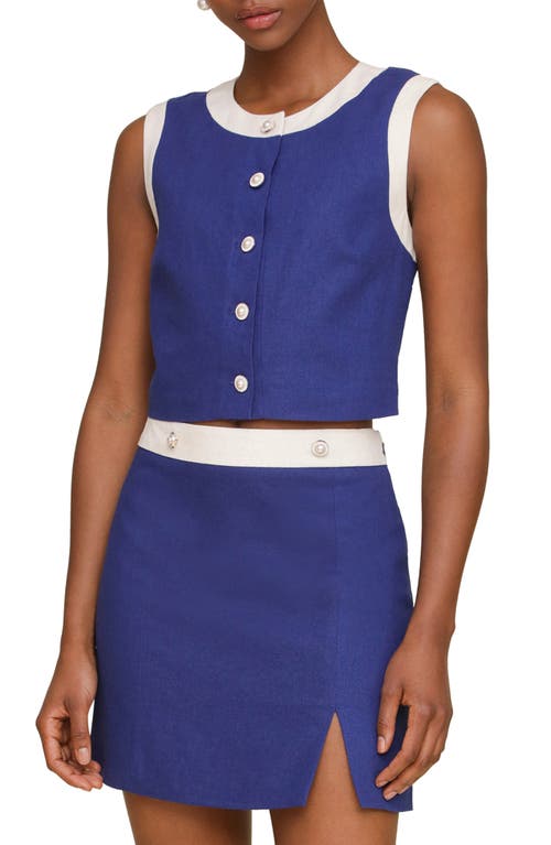 Avec Les Filles Colorblock Crop Vest In Navy