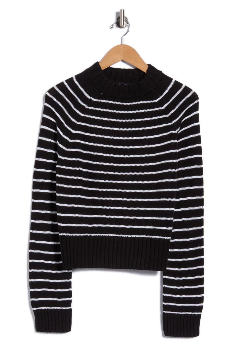 Isabella Cotton Mock Neck Sweater, Main, color, BLACK/ WHITE