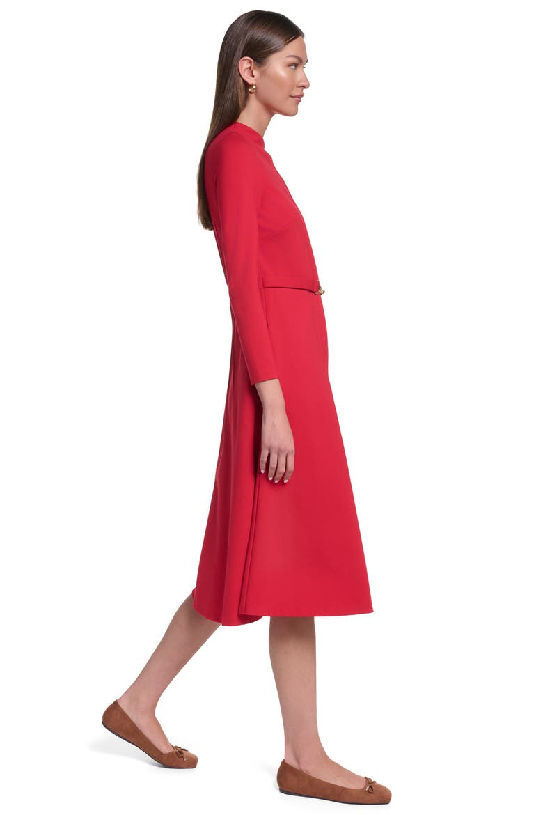 Long Sleeve Knit Midi Dress with Hardware, Alternate, color, Lava