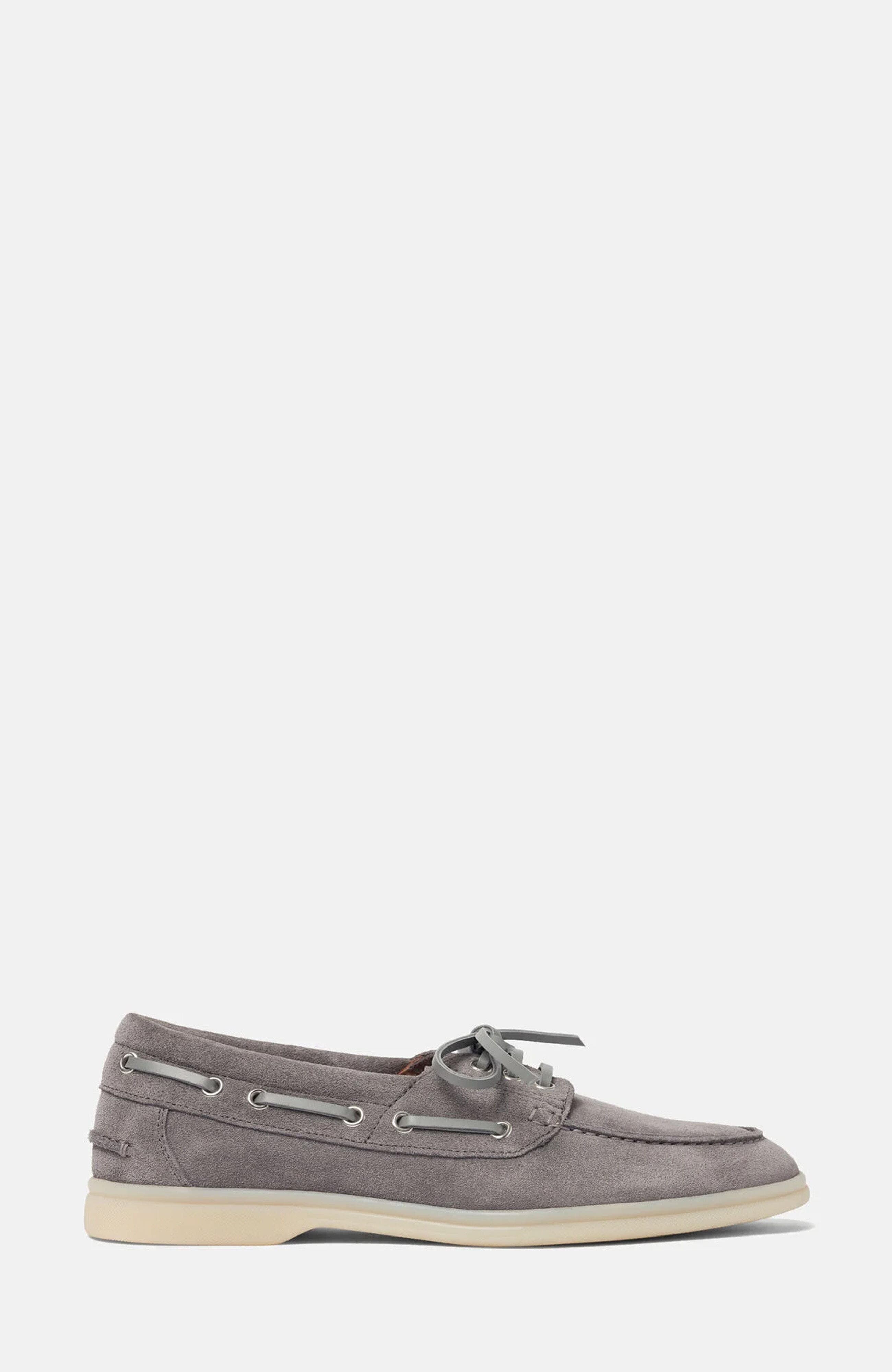 Lia Boat Shoes, Alternate, color, Grey - Suede