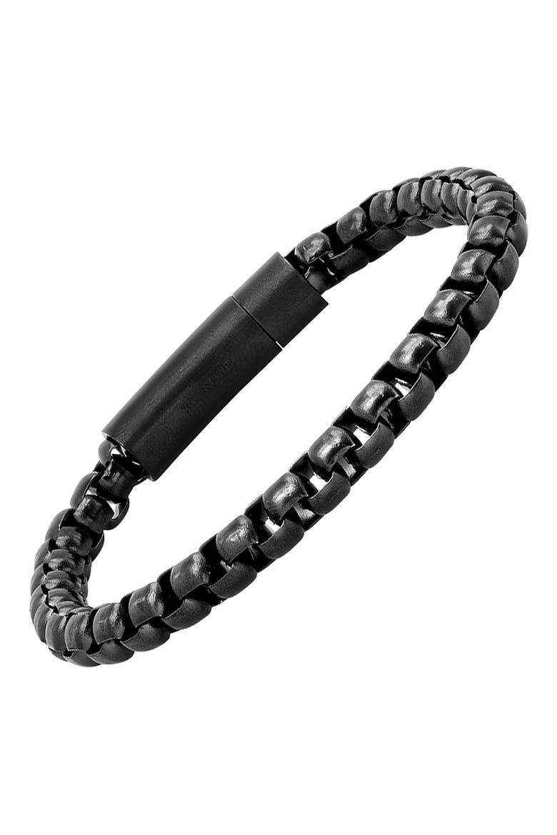 Black Stainless Steel Linked Bracelet, Alternate, color, BLACK