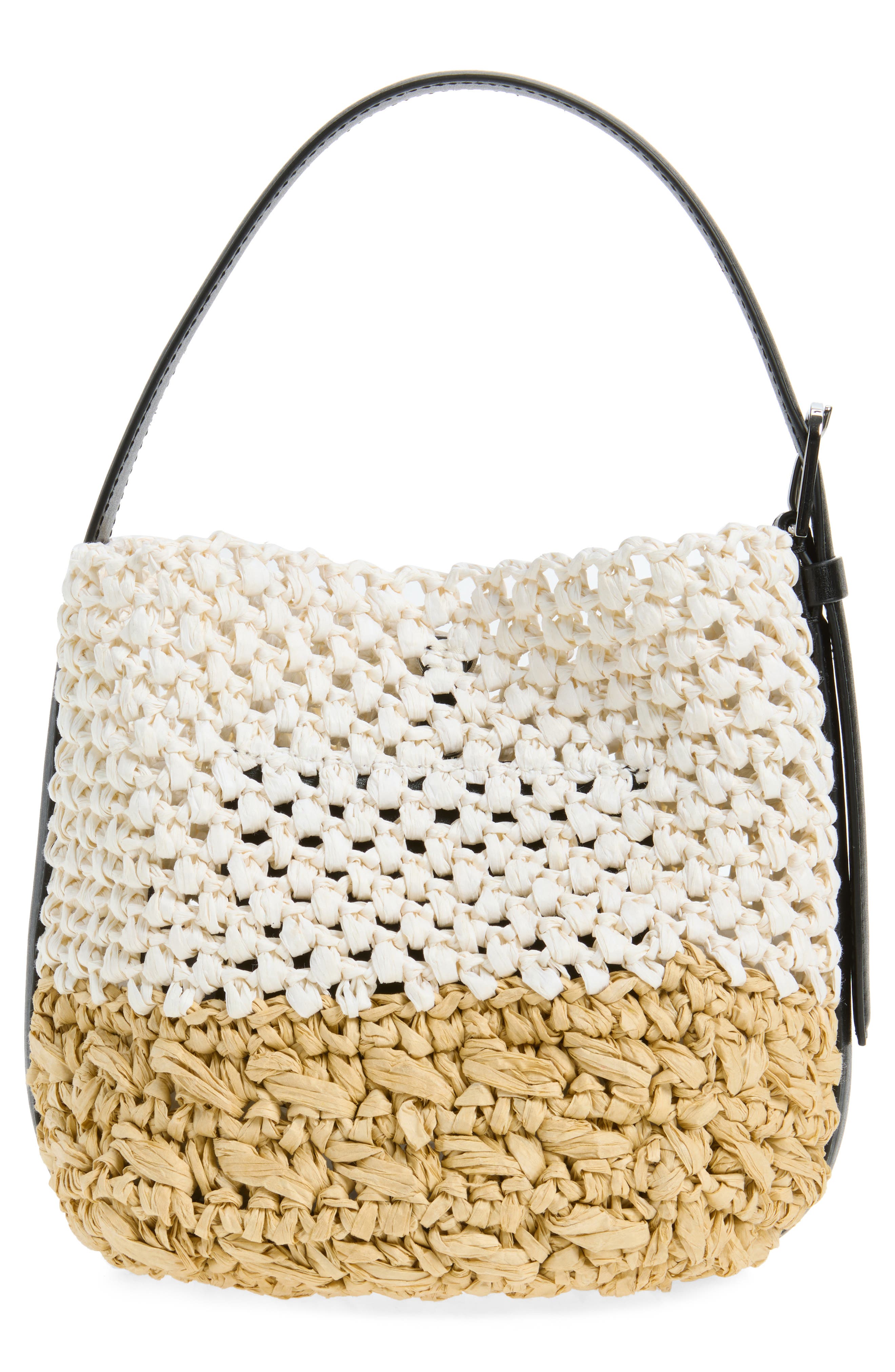 TOTEME Small Belted Paper Straw Tote, Alternate, color, Ecru/ Vanilla