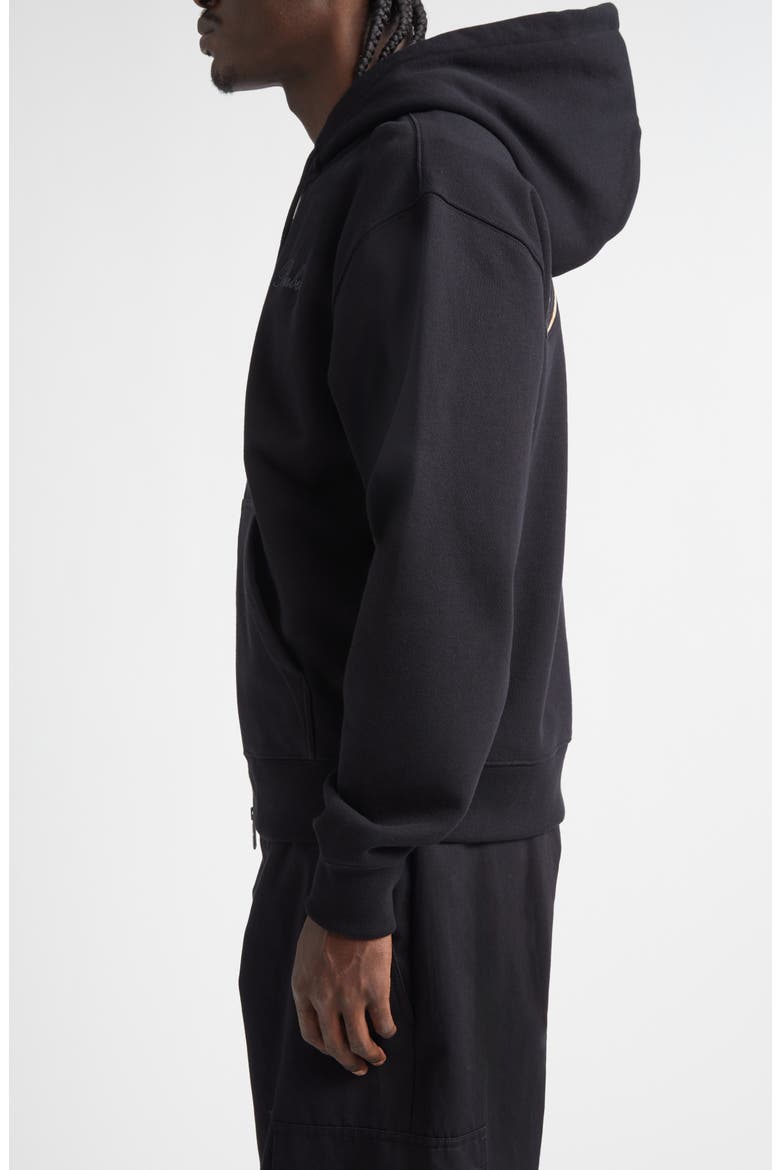 Rory Logo Embroidered Cotton French Terry Zip Hoodie, Alternate, color, BLACK