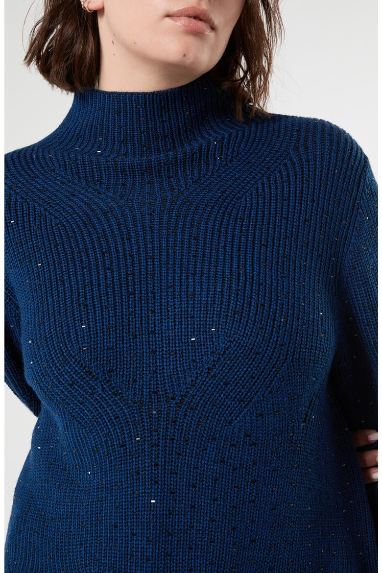 Campale Beaded Mock Neck Sweater, Alternate, color, BLUE/ BLACK