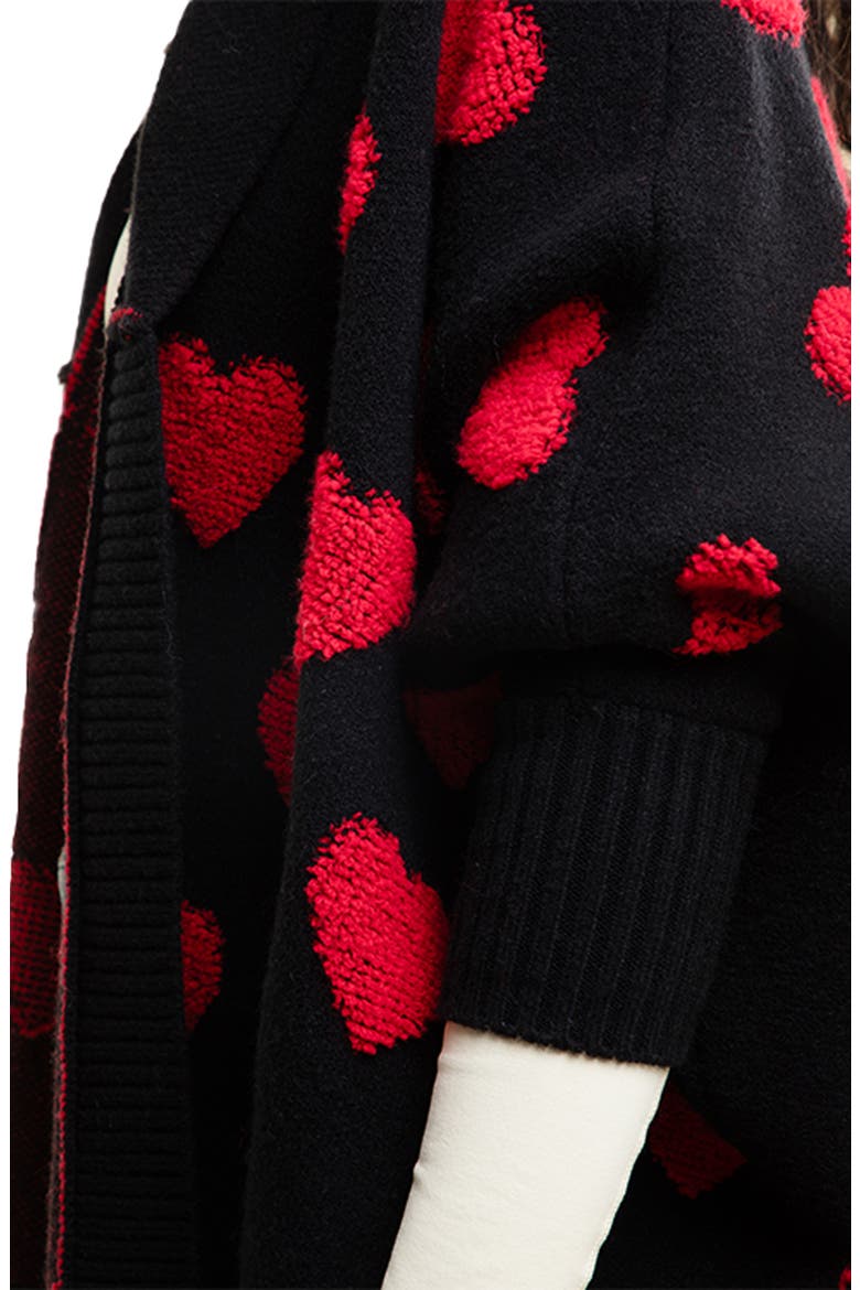 Textured Heart Cardigan, Alternate, color, BLACK