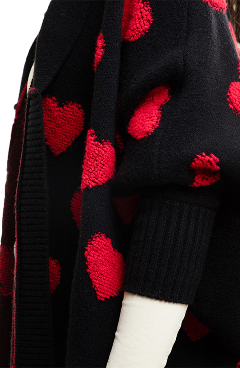 SAACHI Textured Heart Cardigan, Alternate, color, Black