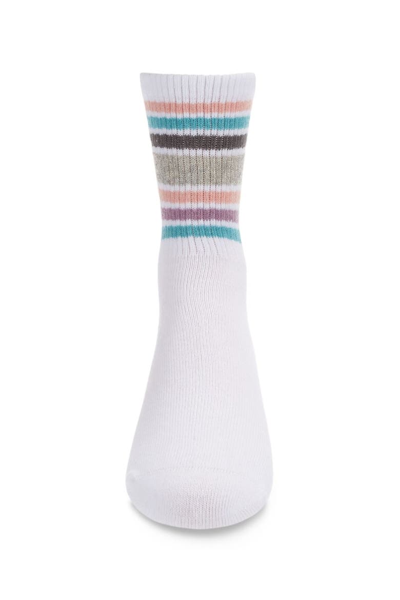 Metallic Sport Stripe Crew Sock, Alternate, color, White