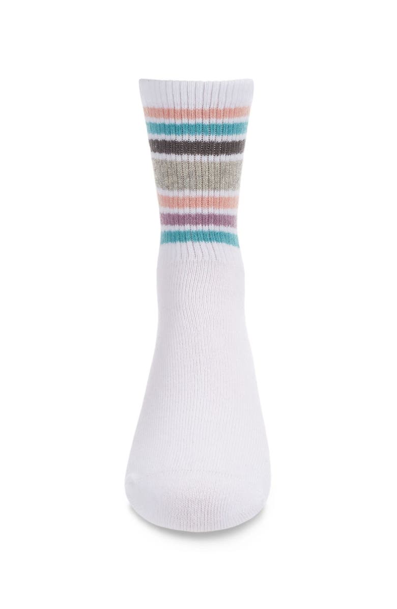 MeMoi Metallic Sport Stripe Crew Sock, Alternate, color, White