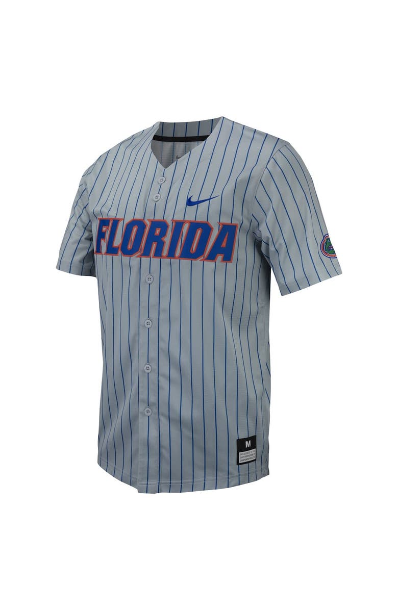 Nike Men's Nike Gray Florida Gators Pinstripe Replica Full-Button Baseball Jersey, Alternate, color,