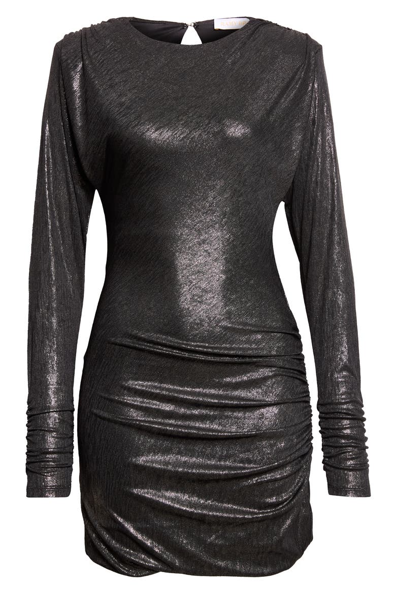 Celine Long Sleeve Ruched Minidress, Alternate, color, GUNMETAL