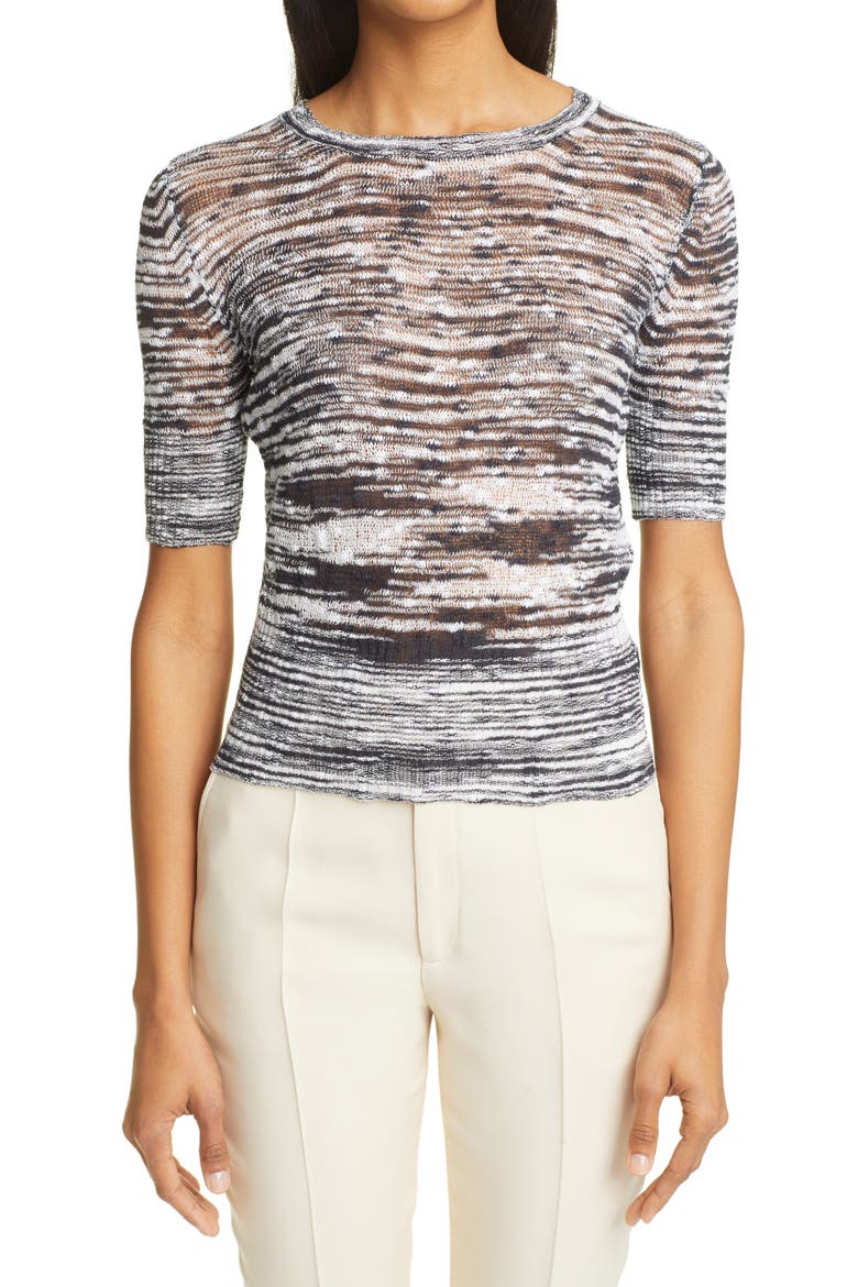 Space Dye Cotton Sweater, Main, color, BLACK/ WHITE