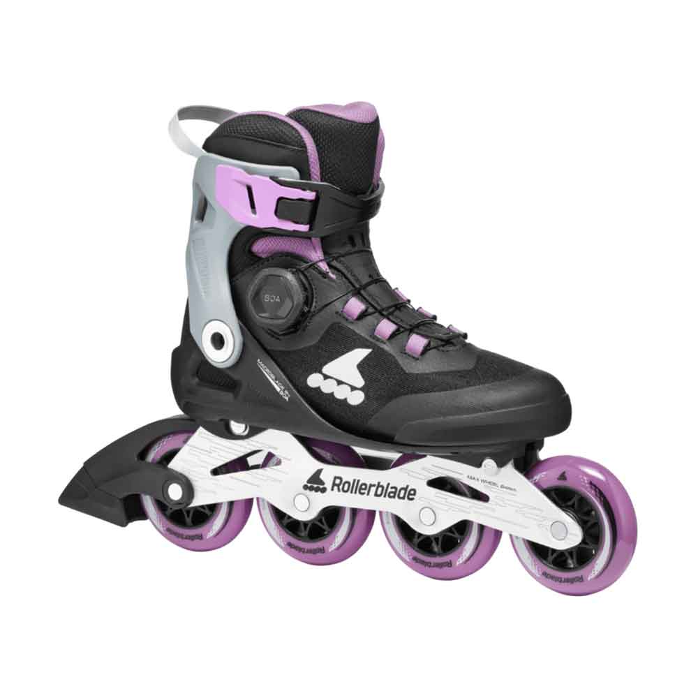 Rollerblade Macroblade 84 BOA Womens Inline Skates, Main, color, Black/Lavender/Blue Star