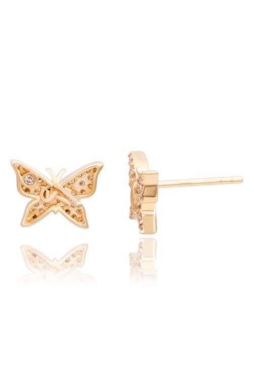 Suzy Levian Diamonds 14k Gold Diamond Butterfly Stud Earrings In Yellow