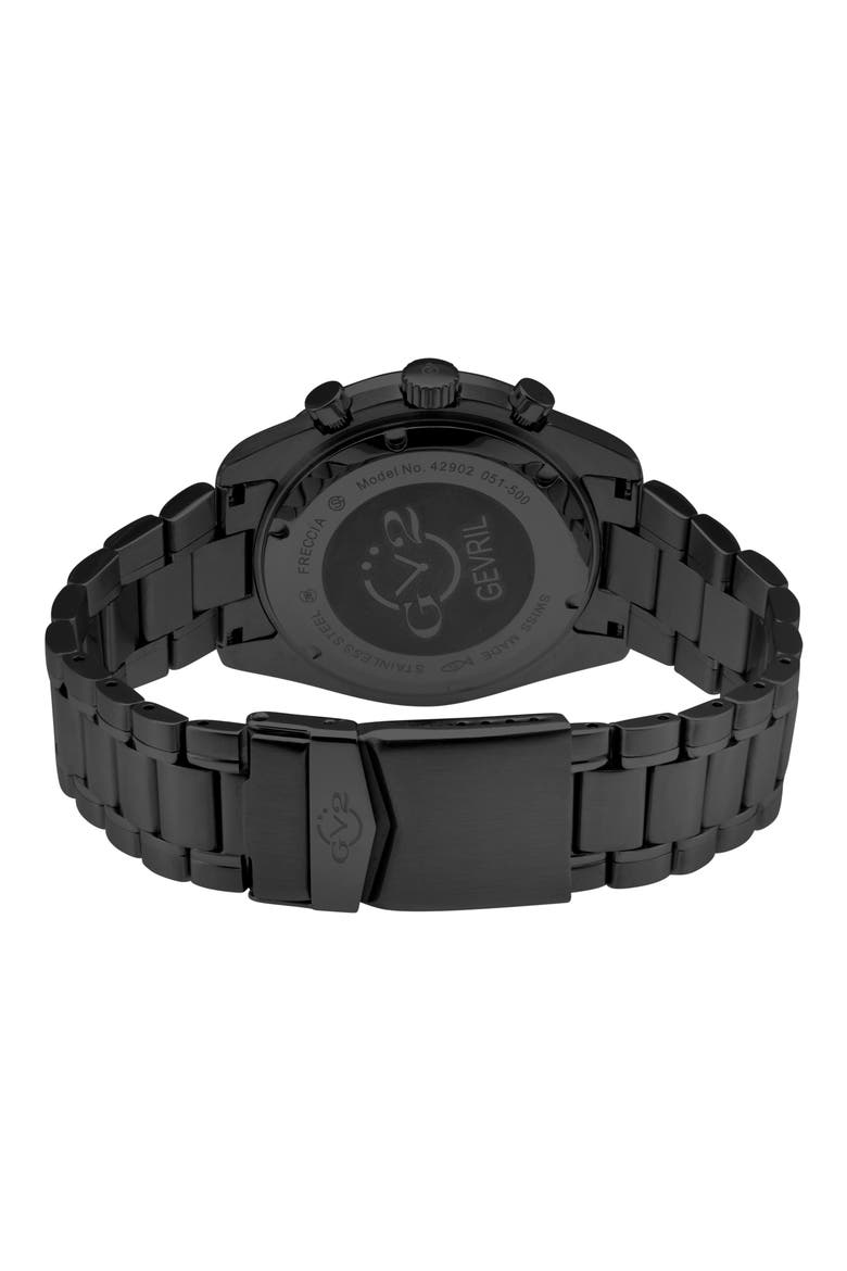 Freccia Stainless Steel Swiss Quartz Bracelet Watch, 42mm, Alternate, color, BLACK