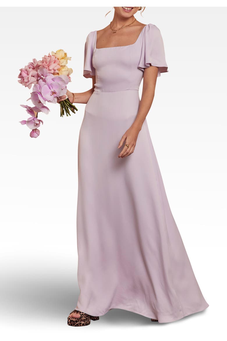 Clemmie Satin Bridesmaid Dress, Alternate, color, Lilac