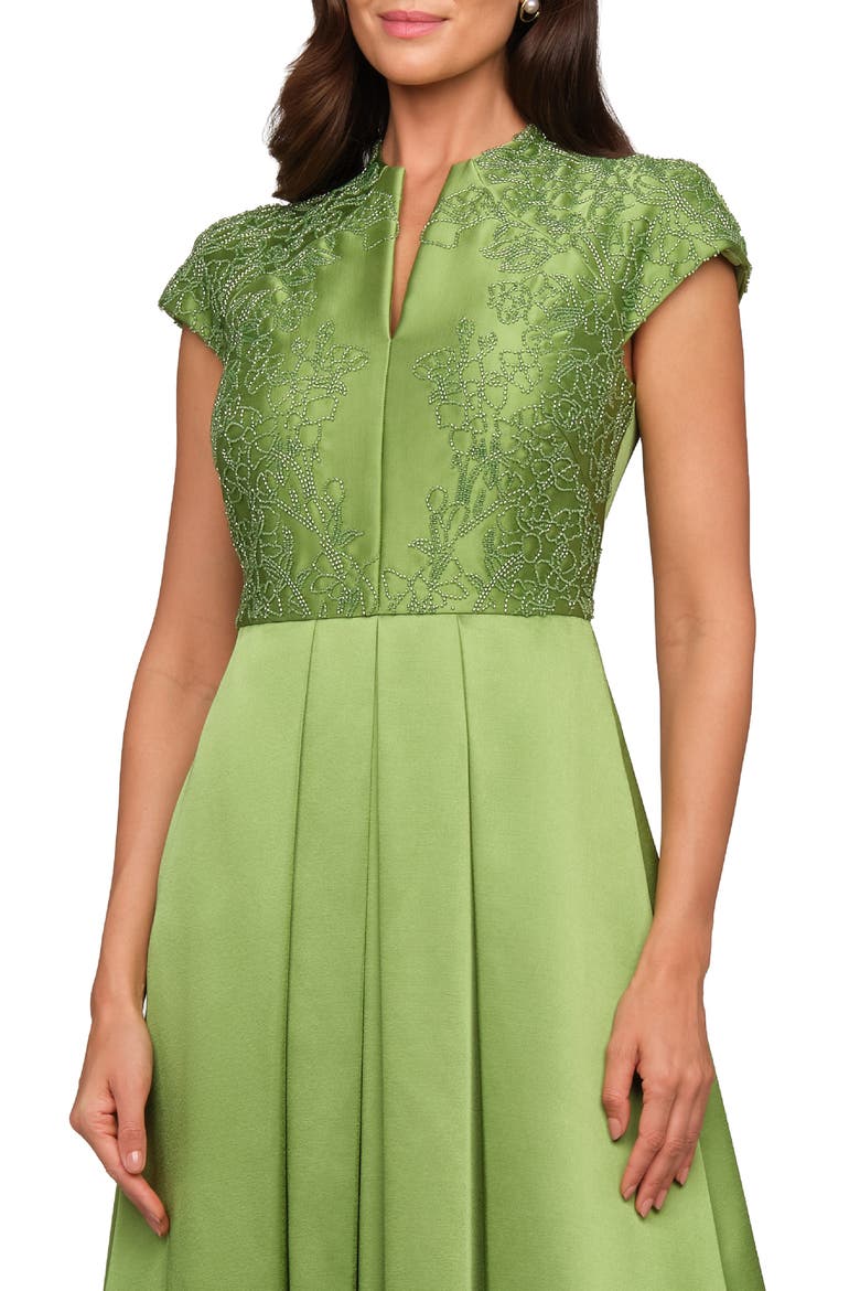 Wrenley Beaded Cap Sleeve Gown, Alternate, color, LIME GREEN