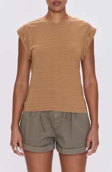 Pistola Olivia Stripe Cap Sleeve Cotton T-Shirt