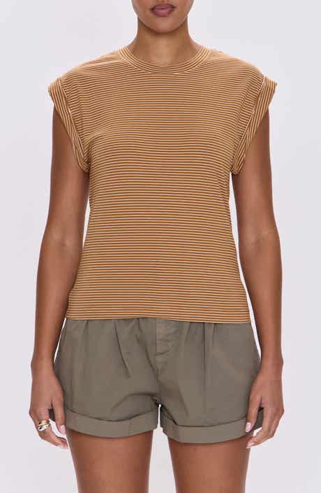 Pistola Olivia Stripe Cap Sleeve Cotton T-Shirt