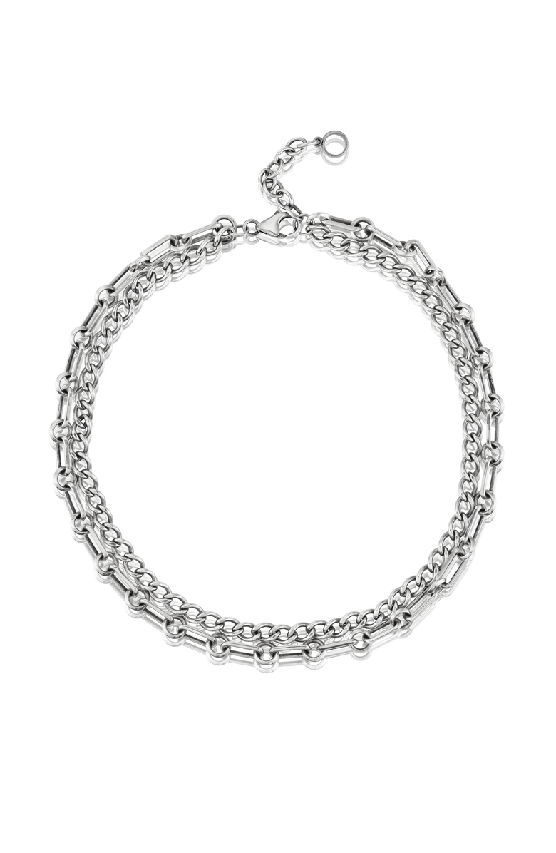 Sheryl Lowe Two Layer Chain Necklace, Alternate, color, Sterling Silver