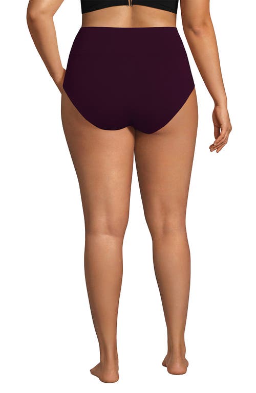 Lands' End Plus Size Pinchless High Waisted Bikini Bottoms In Dark Wine