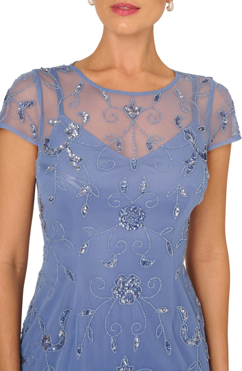 Adrianna Papell Beaded Mesh Cocktail Dress, Alternate, color, 