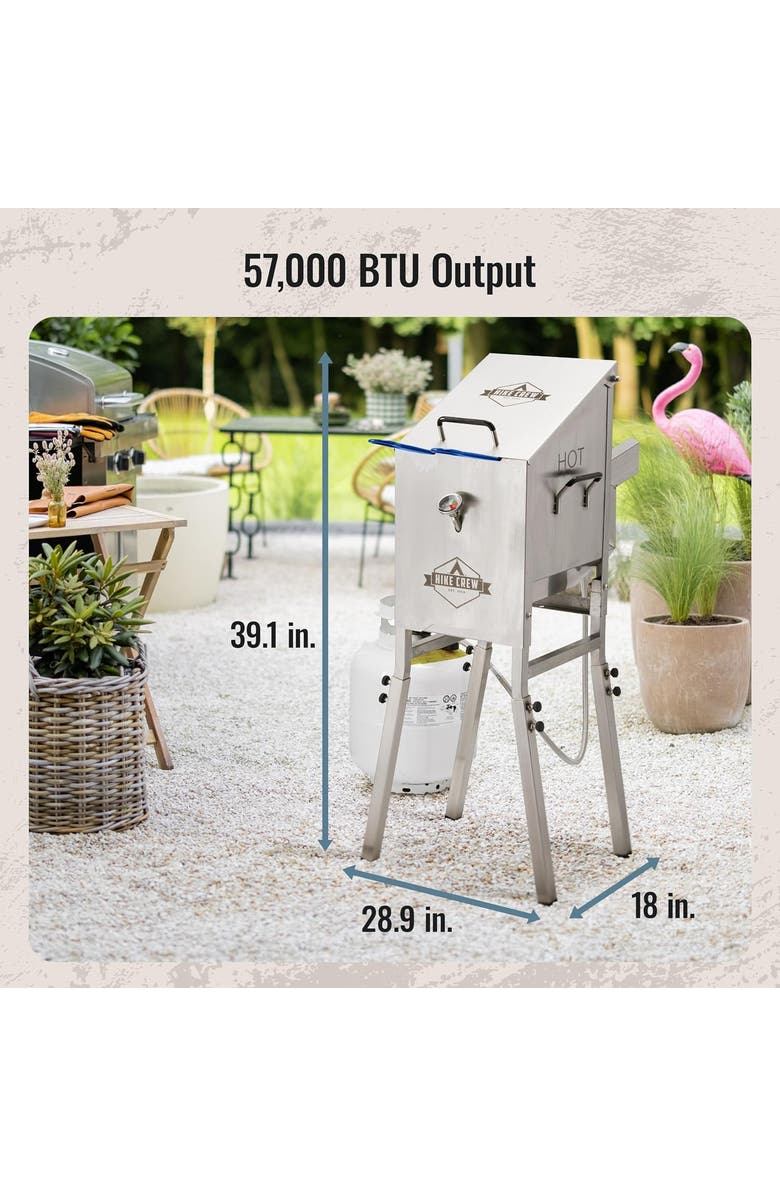 Hike Crew Outdoor 4-Gallon Propane Deep Fryer with Basket, 57000 BTU Outdoor Deep Fryer, Alternate, color, Silver