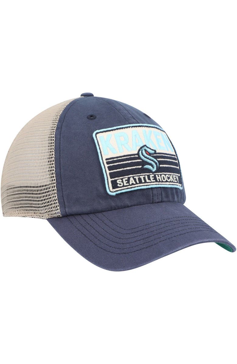 '47 Men's '47 Deep Sea Blue/Natural Seattle Kraken Four Stroke Clean Up Snapback Hat, Alternate, color, Navy