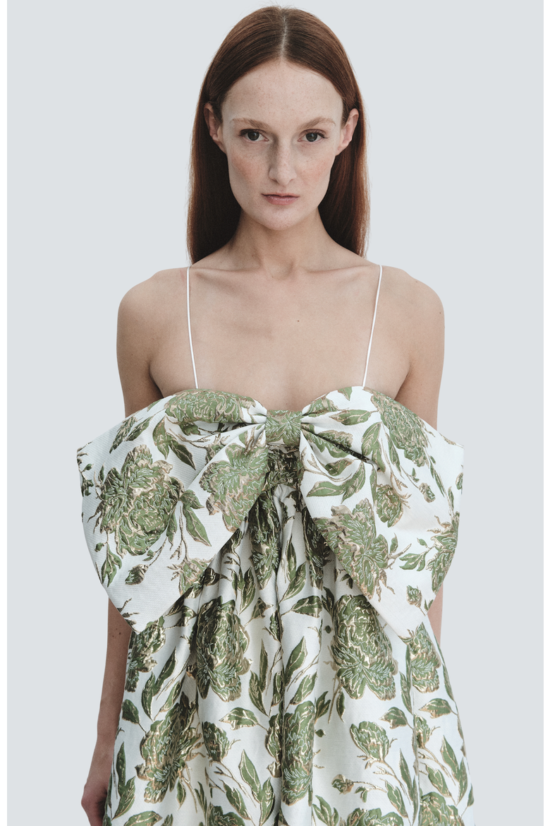 Brocade Bow Gown, Alternate, color, Emerald