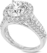 LuvMyJewelry Elara 14K White Gold Round Cut Lab Grown Diamond Halo Engagement Ring - 4.45 Ct