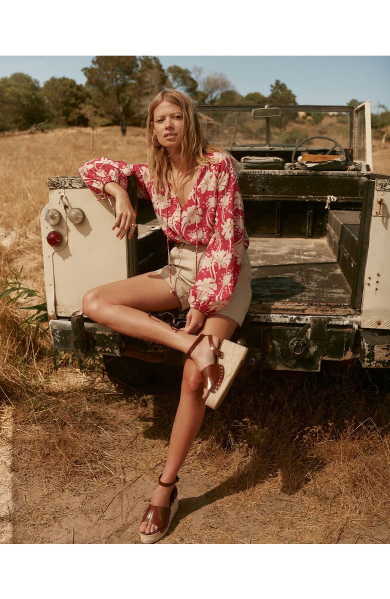 MINT VELVET Floral Tie Neck Long Sleeve Blouse, Alternate, color, Red