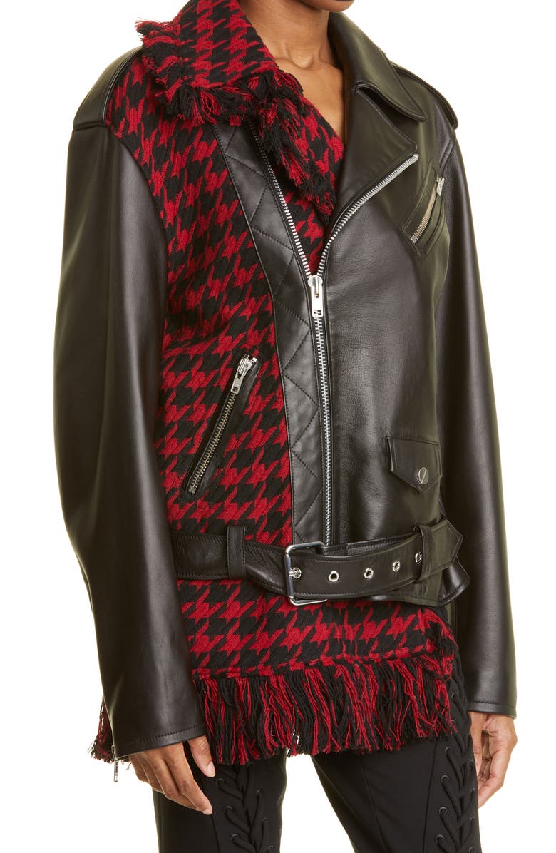 MONSE Mixed Media Oversize Moto Jacket, Alternate, color,