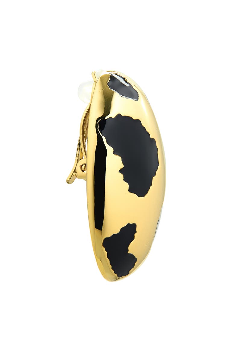 Leopard Spot Earrings., Alternate, color, GOLD/ BLACK